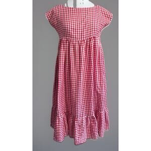 MuuMuu House Dress Womens M Red White Check Plaid Midi Handmade